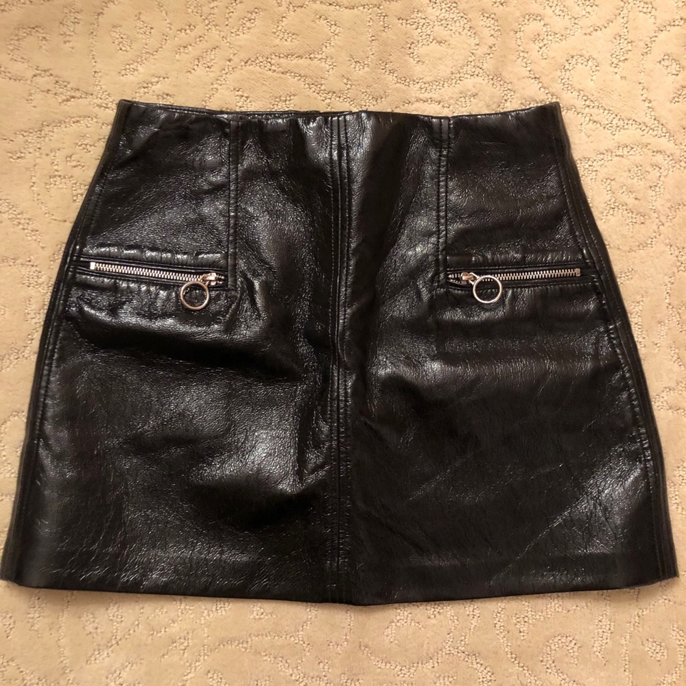 Blank NYC Faux Black Leather Mini Skirt